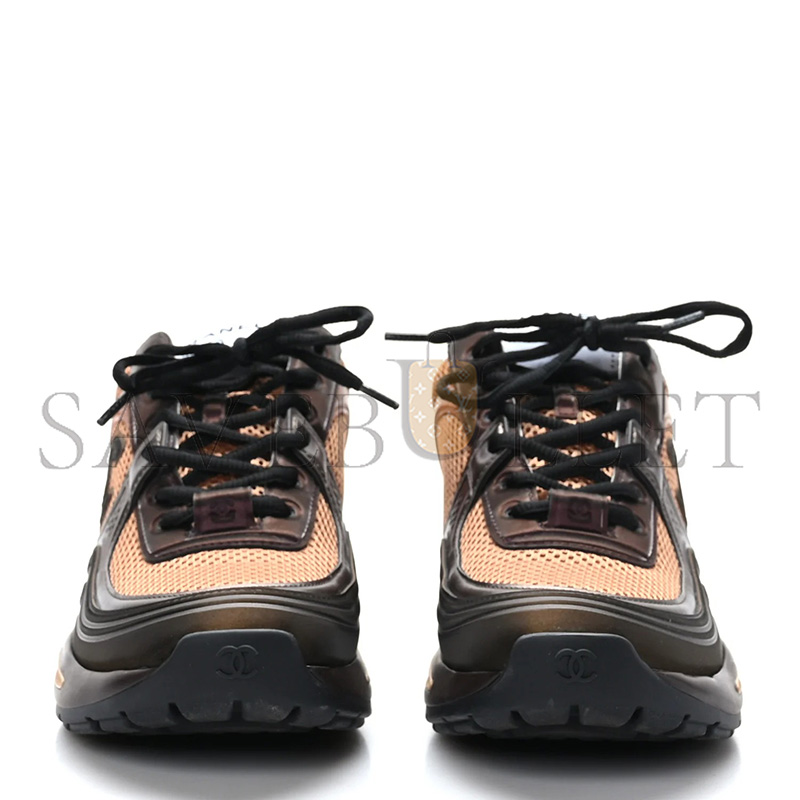 CHANEL FABRIC LAMINATED CALFSKIN STRETCH CC WOMENS SNEAKERS